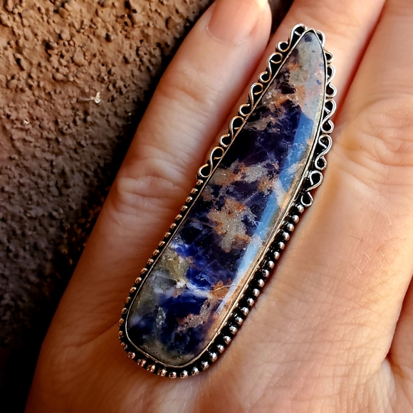 New Huge Sodalite 925 Silver Statement Ring. - Picture 6 of 16